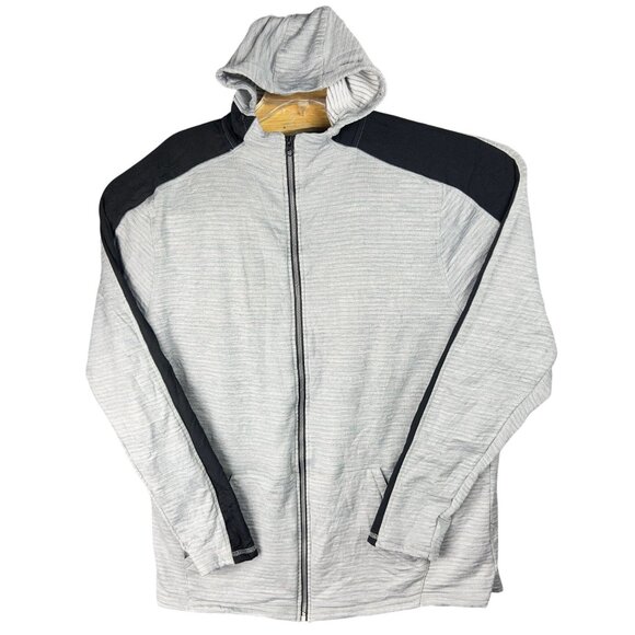 Spyder Other - Spyder Active ProWeb Hoodie Mens L Gray & Black Striped Athletic Hood Full-Zip